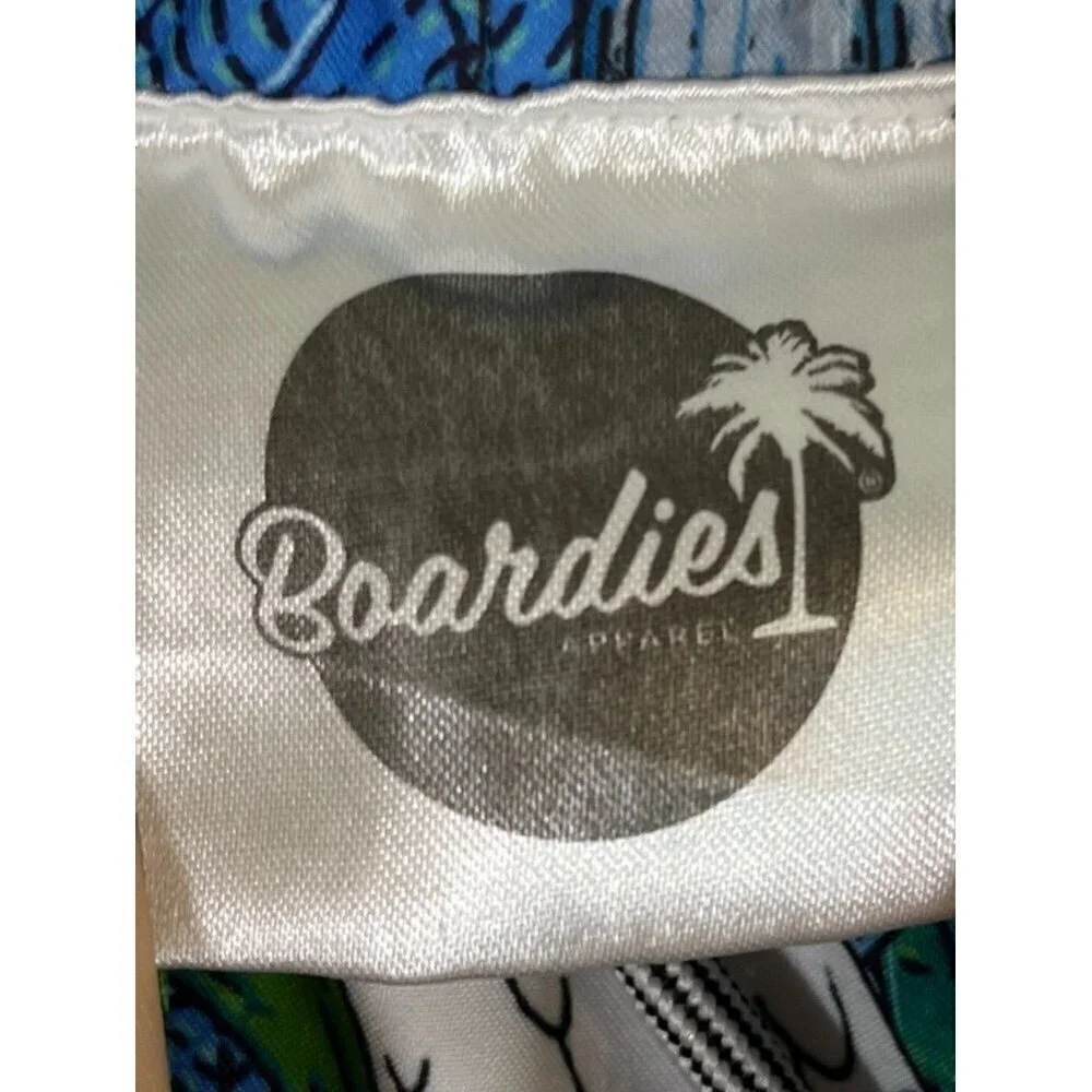 Boardies Shorts Kid 9 Blue Pull On Swim‎ Trunks Travel Summer Beach Preppy Lion